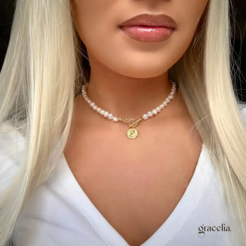 Embrace the Dawn: Your Daybreak Freshwater Pearl Necklace Awaits. - Second Image